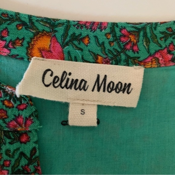 Celina Moon Green Floral Tiered Midi Dress Small NEW NWOT - Picture 7 of 10